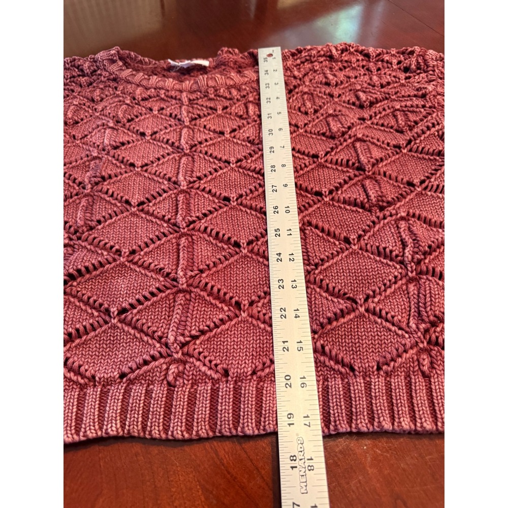 we:some mauve textured knit med crewneck sweater open-weave diamond pattern - Picture 5 of 8